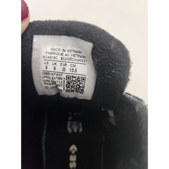 Converse All Star Leather High Top Black Infant Sneakers Shoes Size 9 - Picture 8 of 11